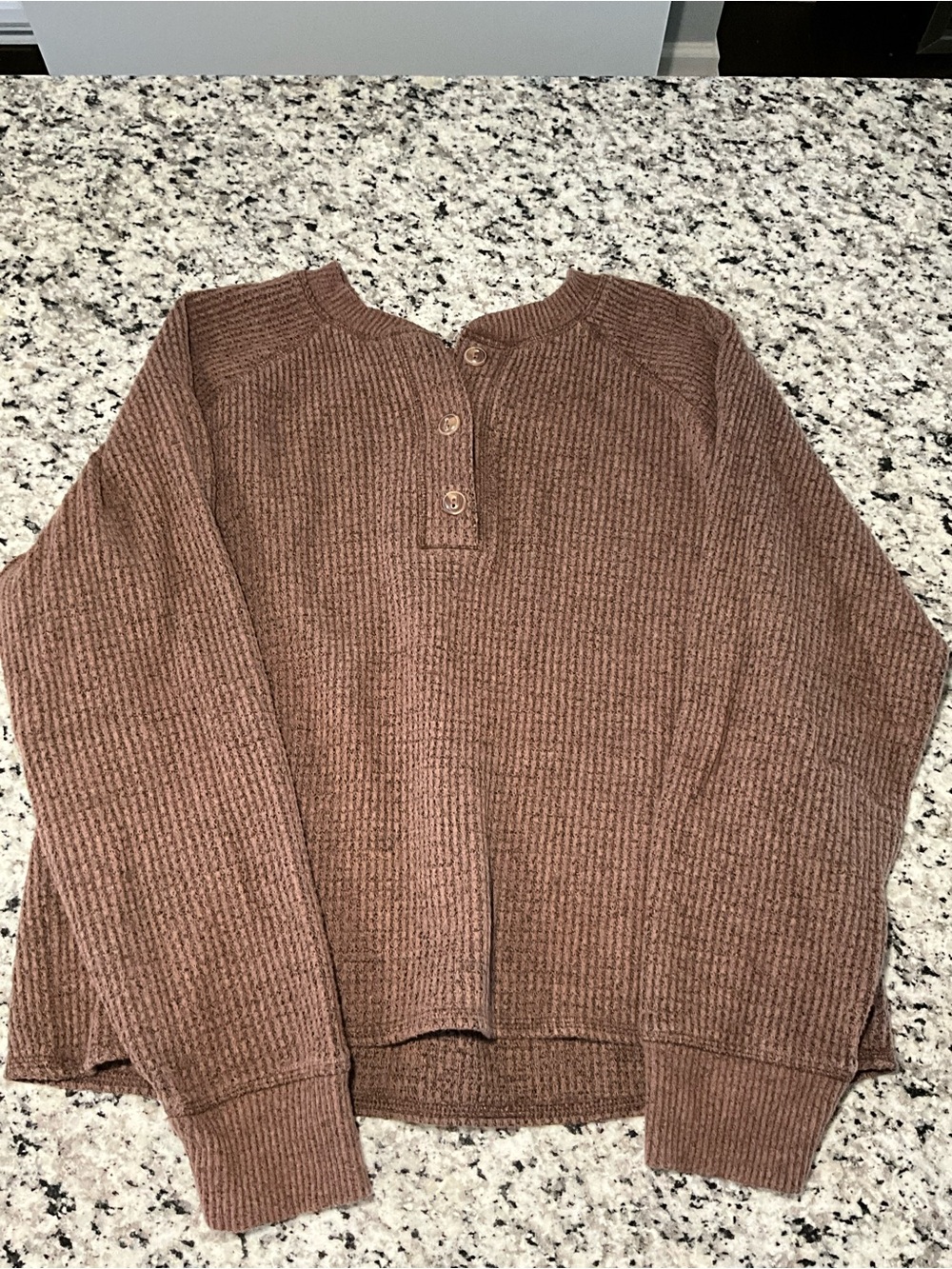 Old Navy Women's Brown Ribbed Henley Pullover Sweater